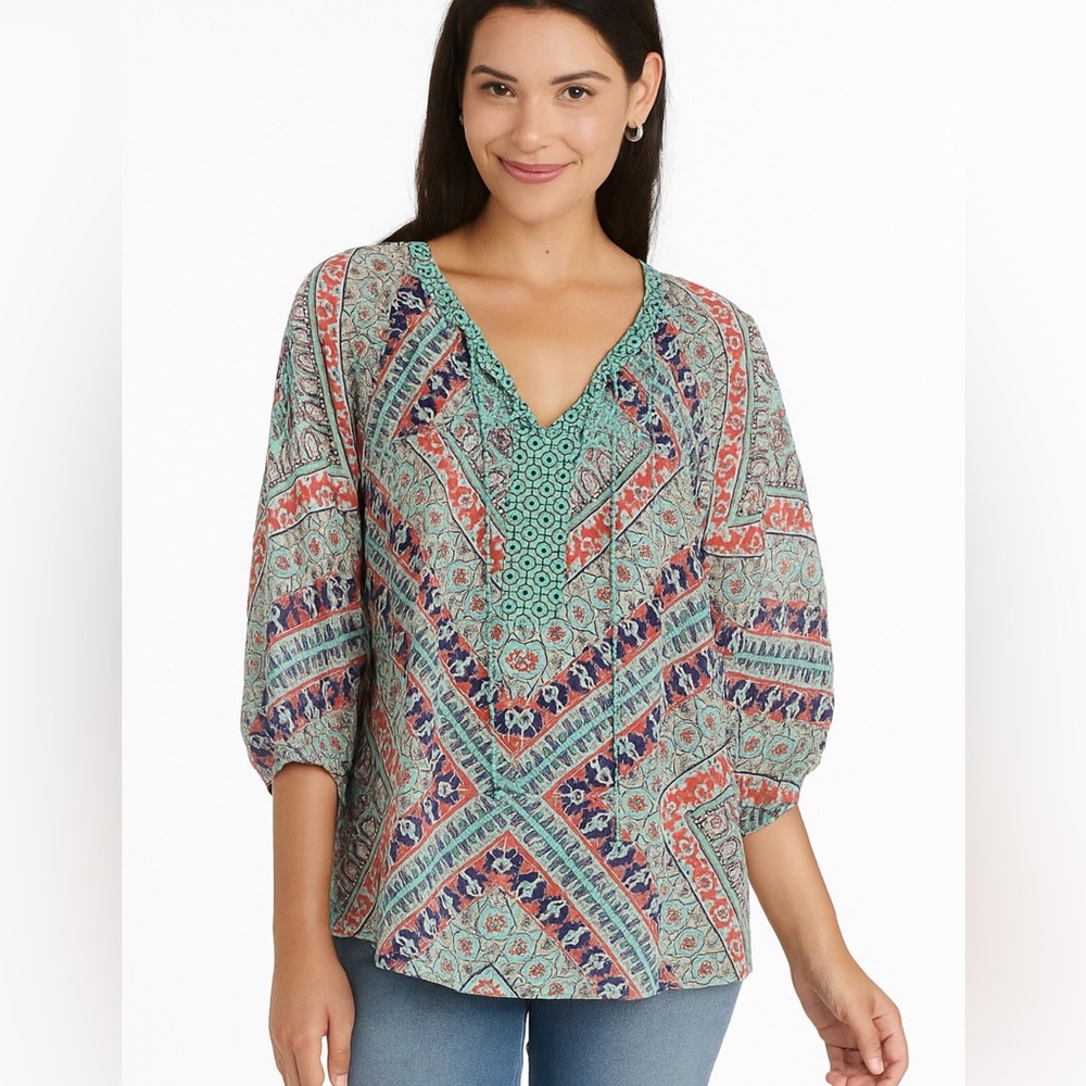 Fig & Flower | Anthropologie Multicolor Bohemian Blouse Sz S